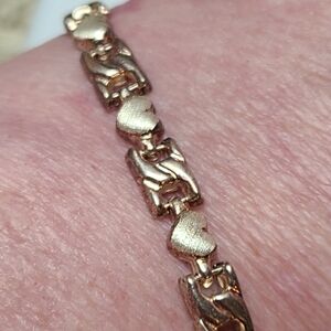 925 Hearts Tennis Bracelet 14k Gold Vermeil Sterling Silver Vintage Estate